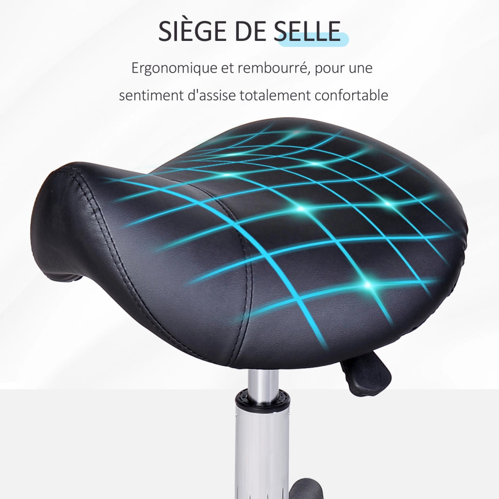 Sgabello con Ruote e Sella Ergonomica ¨C zephmum ¨C Altezza Regolabile 43-55 cm, Nero
