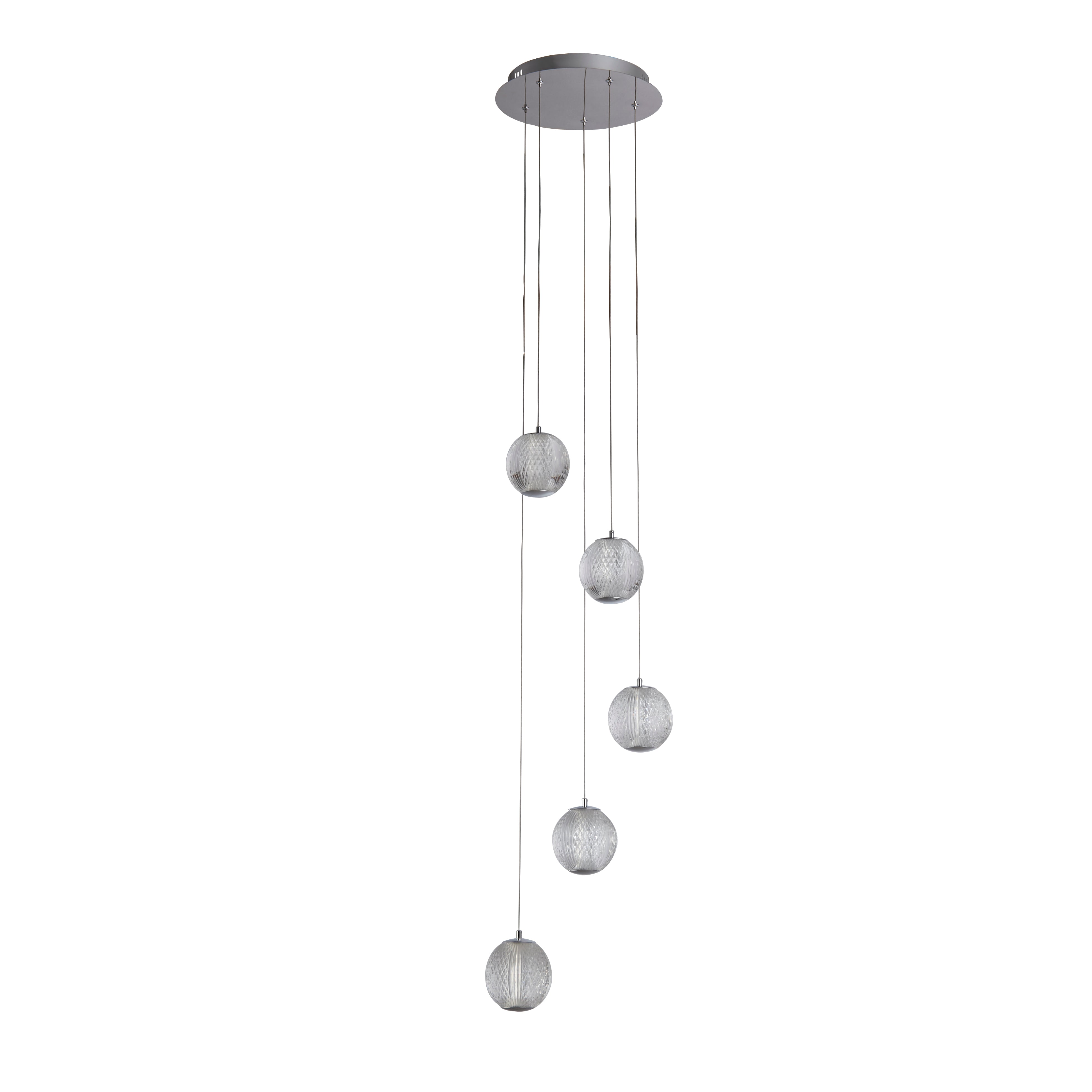 Lampadario Contemporaneo Fascino Acciaio Cromo Policarbonato Led 28W 3000K