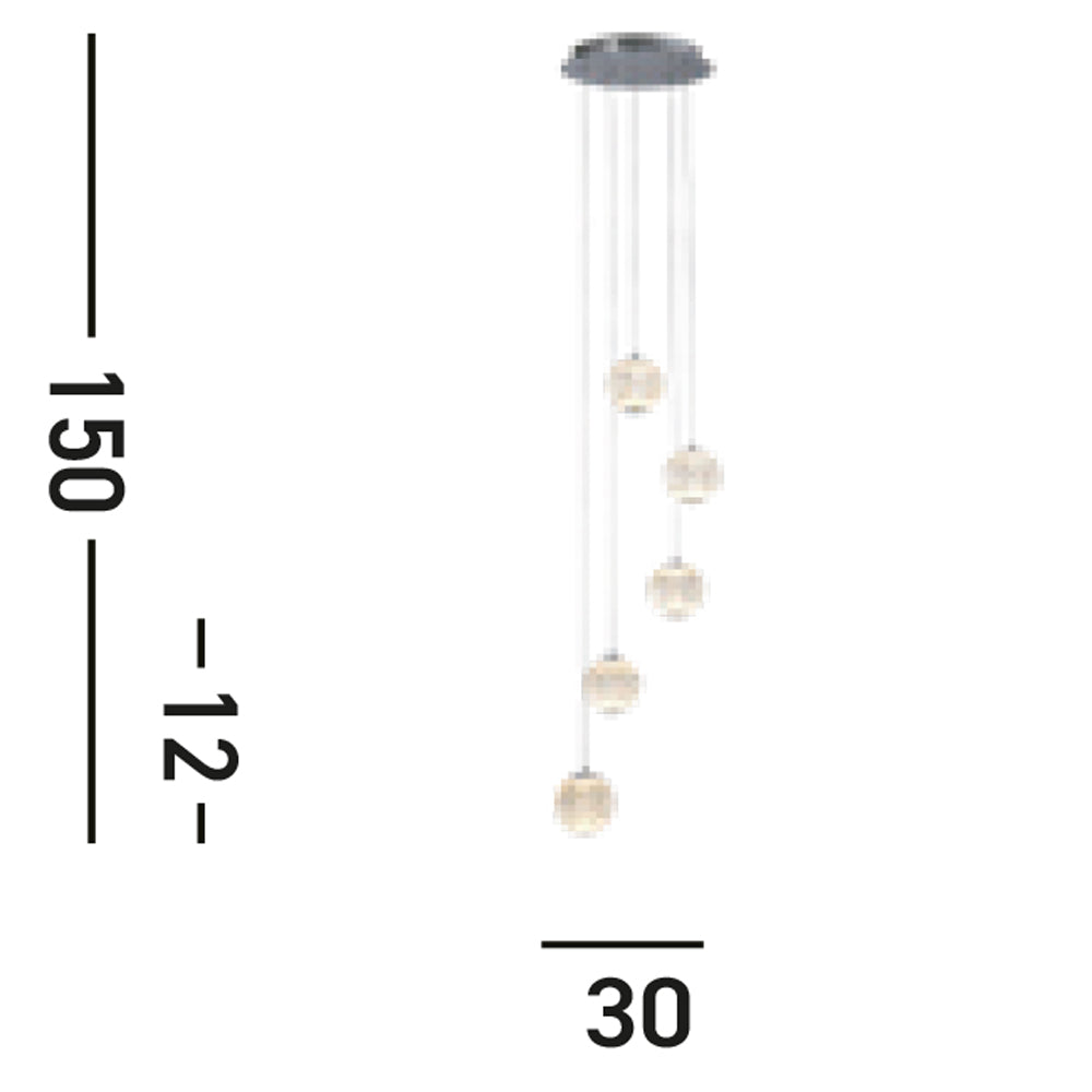 Lampadario Contemporaneo Fascino Acciaio Cromo Policarbonato Led 28W 3000K