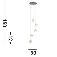 Lampadario Contemporaneo Fascino Acciaio Cromo Policarbonato Led 28W 3000K