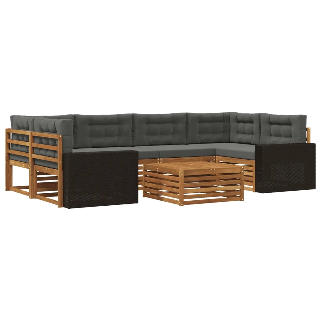 Set di divani da esterno 7 pcs Naturale e Antracite Poliestere 3383095