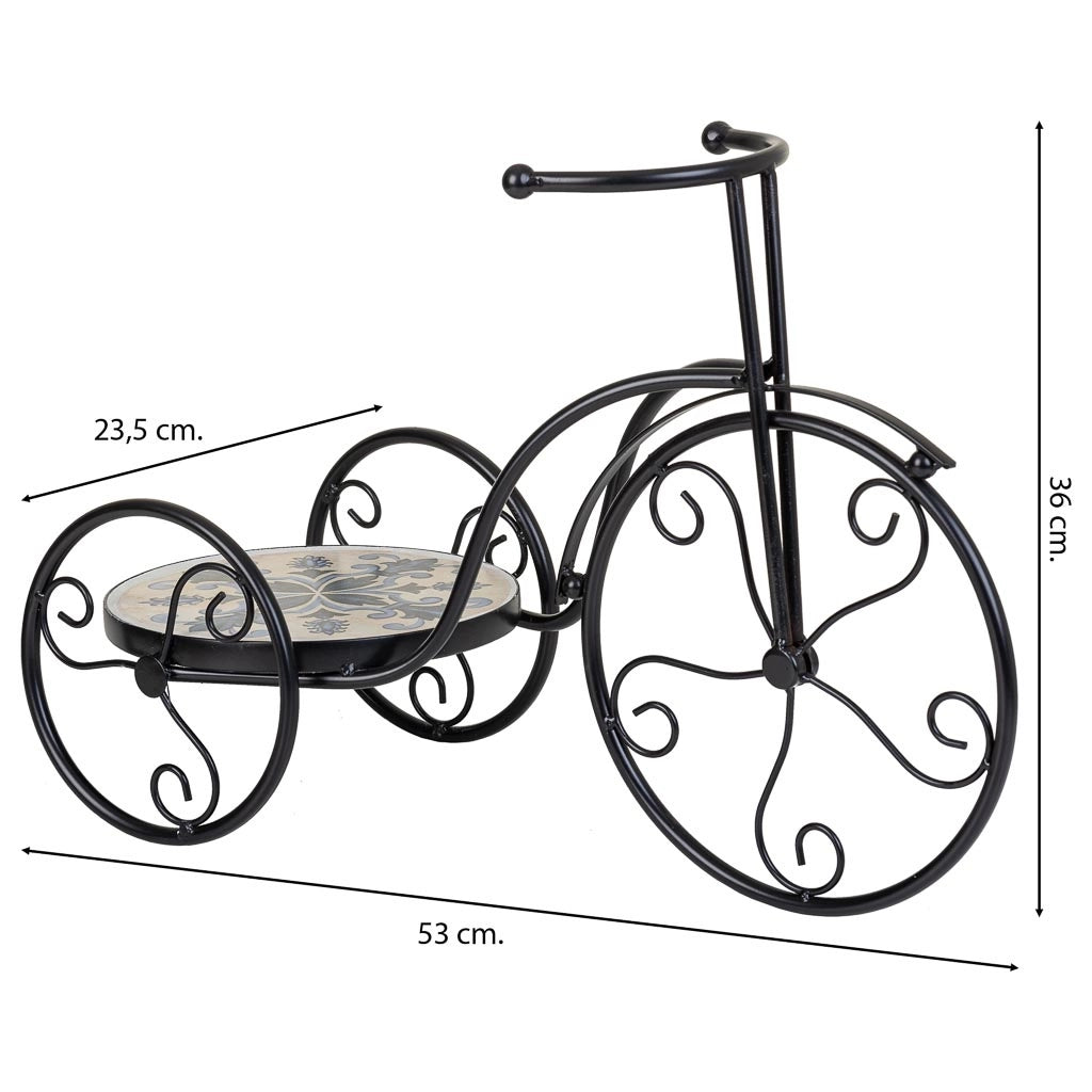 Supporto bici in mosaico Beige e ferro battuto 53x23,5x36h