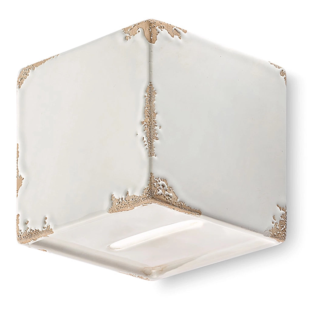 Applique Vintage Vague Vintage Ferro E Ceramica Bianco 1 Luce G9