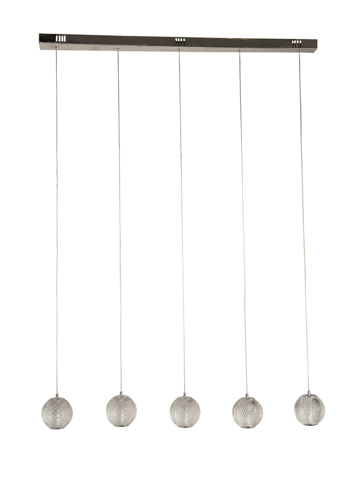 Lampadario Lineare Contemp Fascino Acciaio Cromo Policarbonato Led 28W 3000K