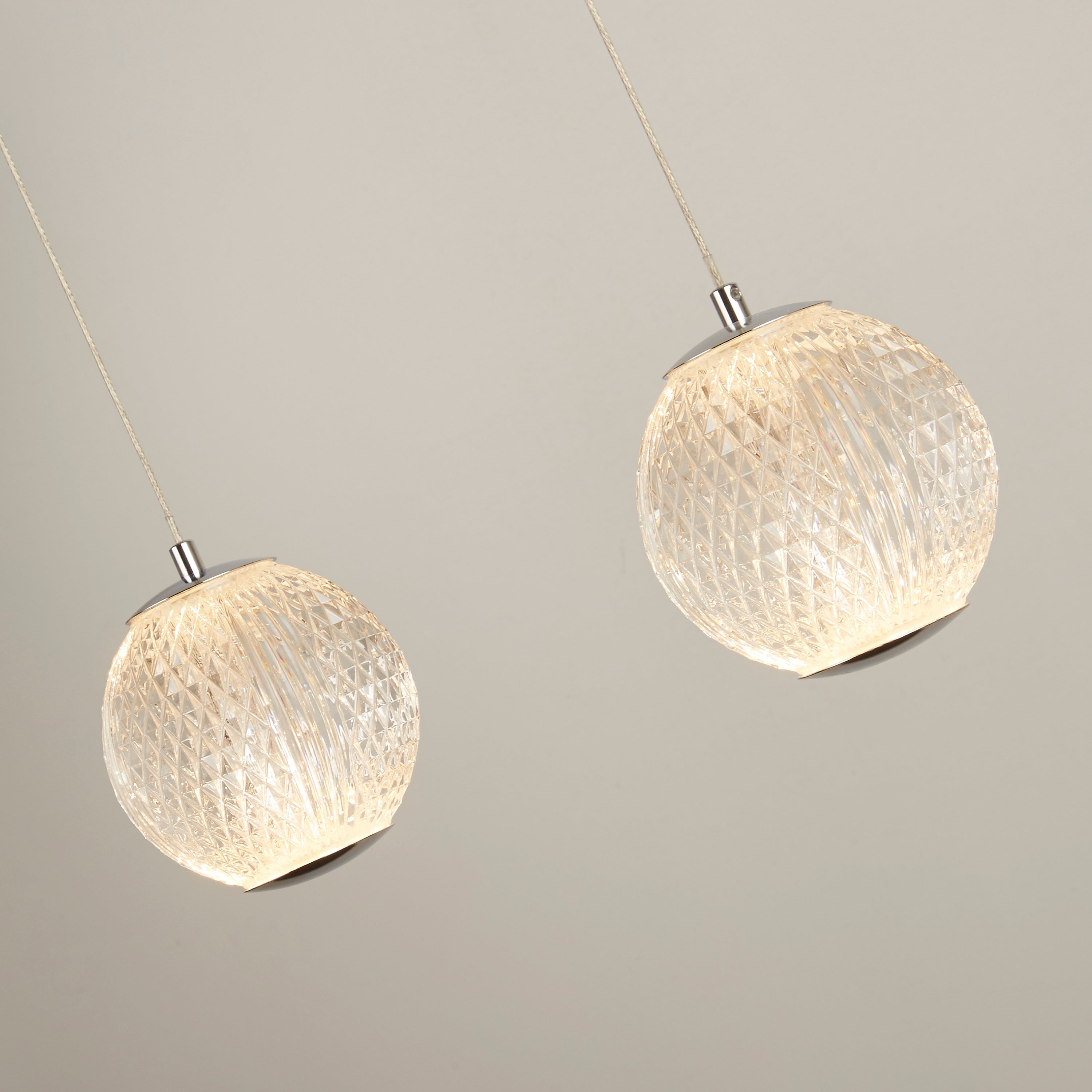 Lampadario Lineare Contemp Fascino Acciaio Cromo Policarbonato Led 28W 3000K