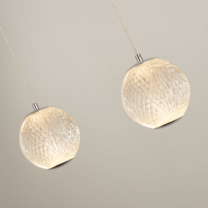 Lampadario Lineare Contemp Fascino Acciaio Cromo Policarbonato Led 28W 3000K