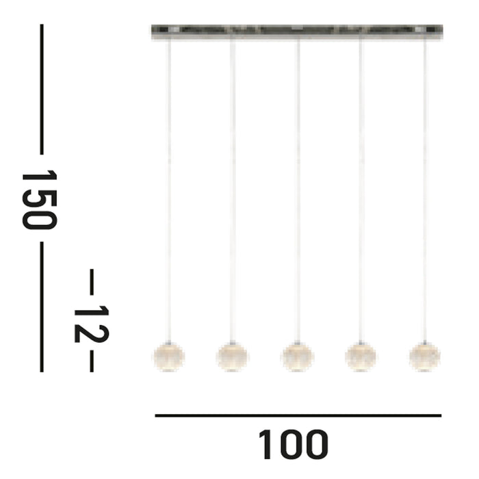 Lampadario Lineare Contemp Fascino Acciaio Cromo Policarbonato Led 28W 3000K