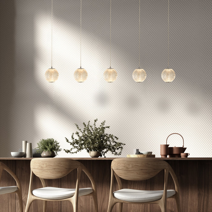 Lampadario Lineare Contemp Fascino Acciaio Cromo Policarbonato Led 28W 3000K