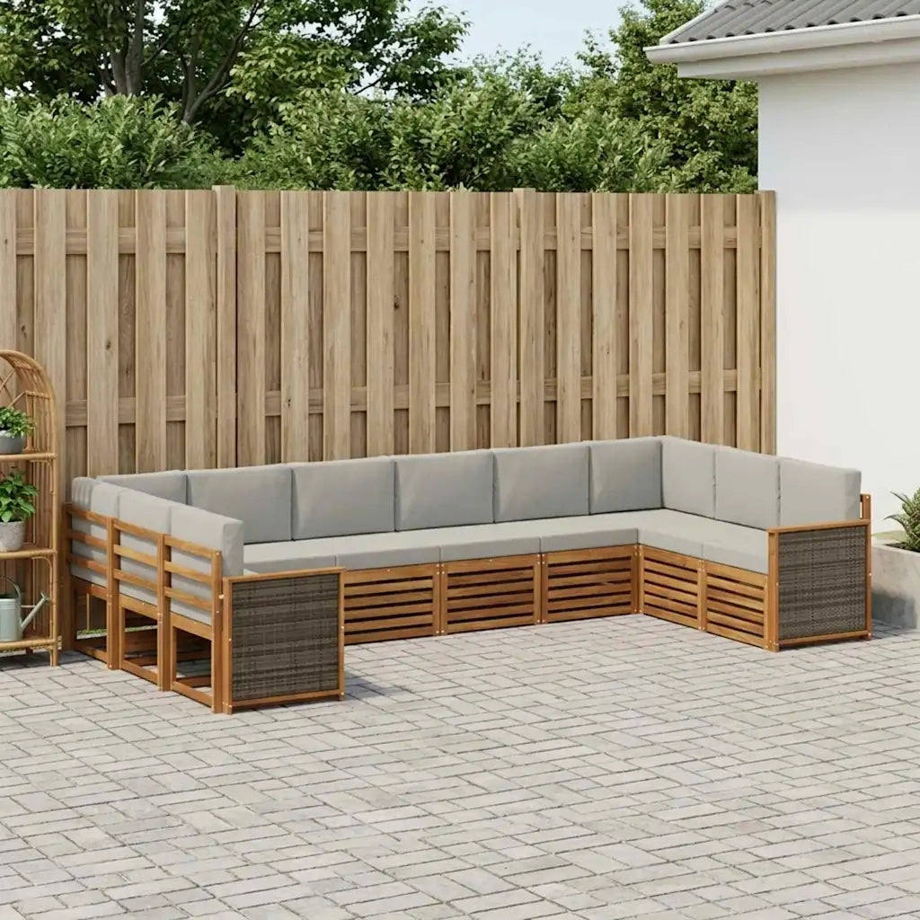 Set divano sezionale con cuscino 7 pcs Naturale e Grigio Chiaro 3384887