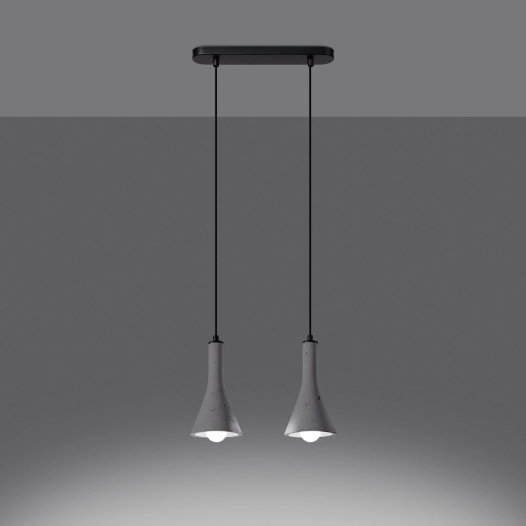 Lampada sospesa CALIDA cemento grigio doppia 2xE14 Pure Lume