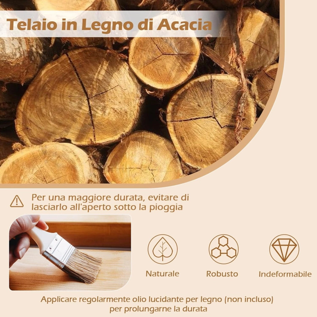 Set 2 Sedie da Giardino, Poltrone in Legno di Acacia per Esterno, con Cuscino, per Giardino Patio Cortile, Portata 180 kg, 64 x 59 x 86 cm (Giallo Teak)