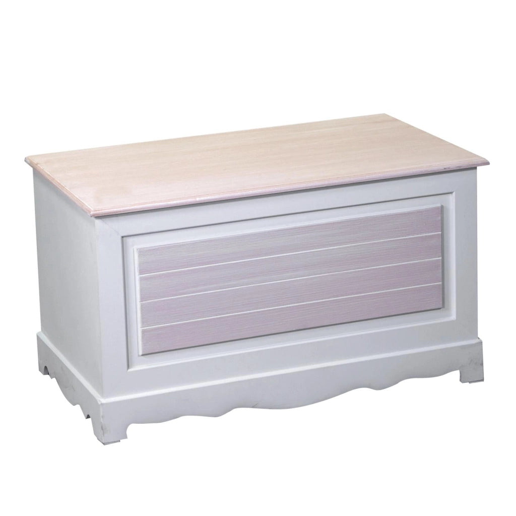 Baule Cassapanca Contenitore 80x45xh45 cm in Legno Crema