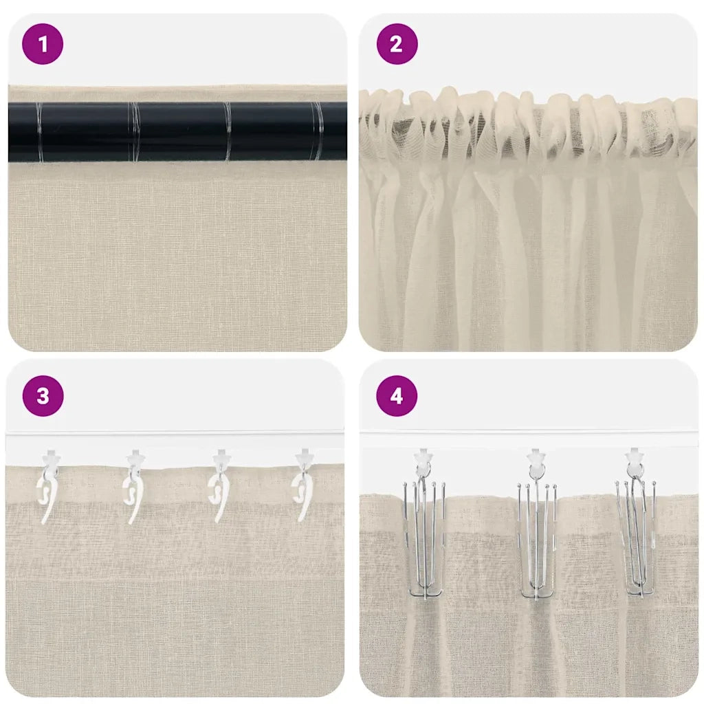 Tenda in Velo con tende 2 pcs Sabbia 260 x 140 cm Poliestere 4108021