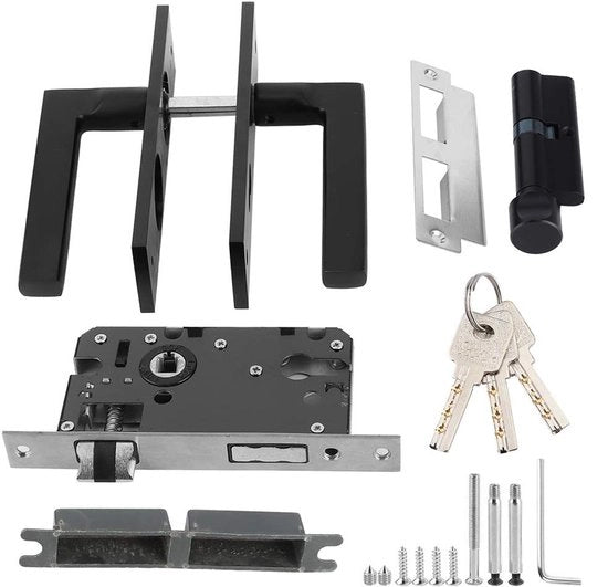 Set di Chiave a Sfera in Alluminio per Camere da Letto - Blocco Maniglia - Blocco Slot - Zona di Blocco con Maniglia - Nero - Alta Qualità