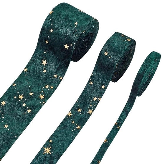 Fluorello in Flanella - Doppio - Disegno a Stelle e Strisce - 3 Rotoli - 2,19 Metri/Rotolo - Verde - Lint morbido per decorazioni