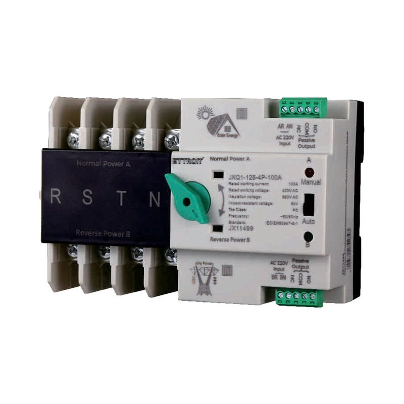 ATS Commutatore di Trasferimento Automatico Fotovoltaico 4P 6M Doppio Alimentazione 100A AC 400V IP20 IEC60947-6-1