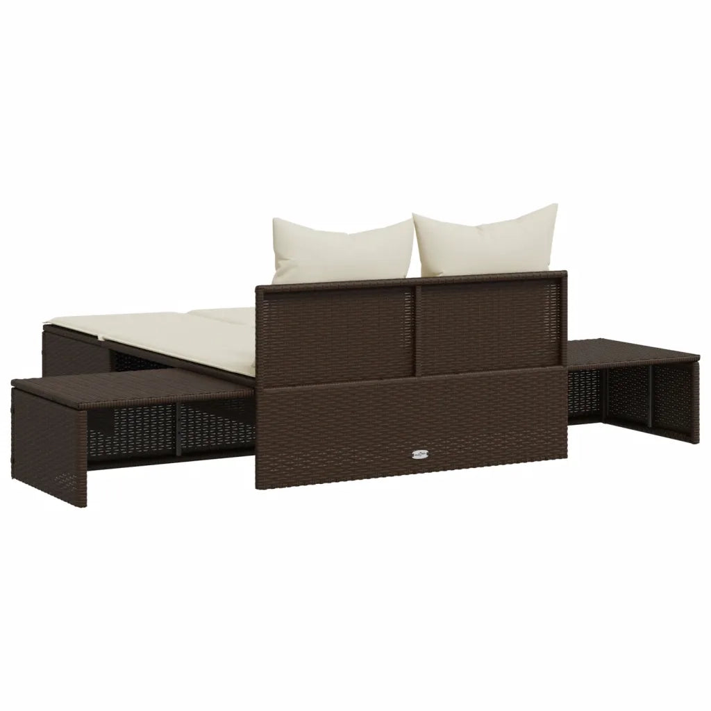 Lettino Prendisole | Sdraio da giardino | Lettino da sole con Cuscini Marrone in Polyrattan