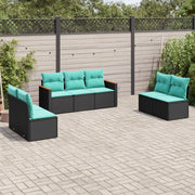 Set Divani da Giardino 7 pz con Cuscini Nero in Polyrattan 3225875