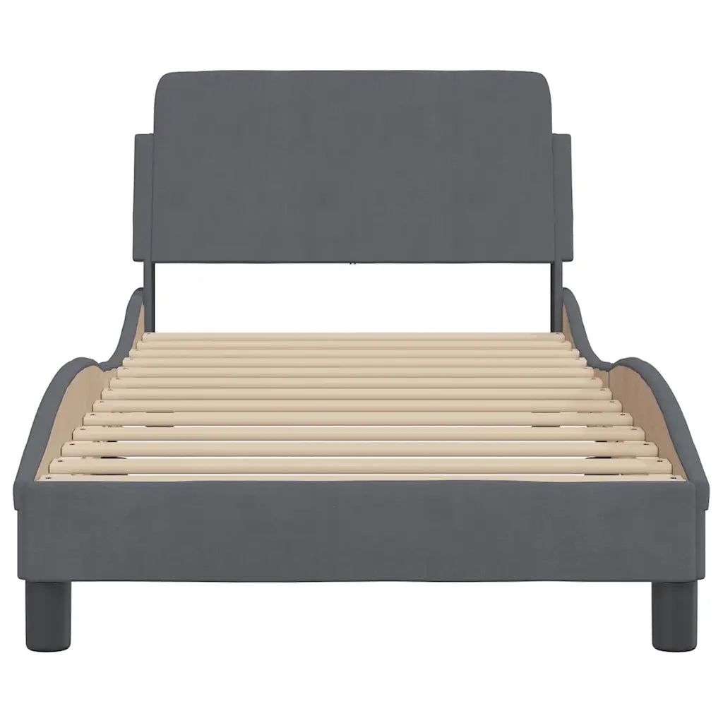 Giroletto senza Materasso Grigio Scuro 90x190 cm Velluto