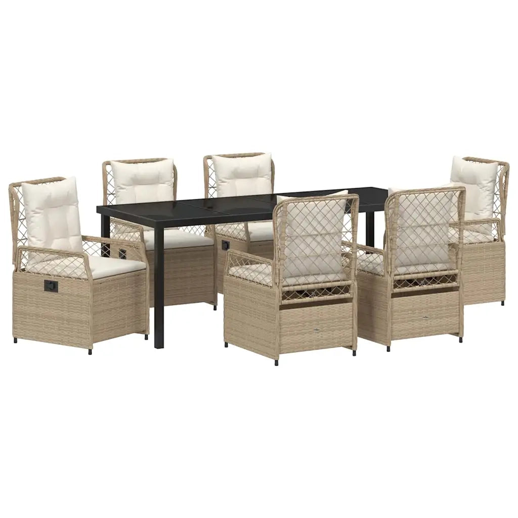 Set da Pranzo per Giardino 7 pcs Beige e Bianco Crema 3381014