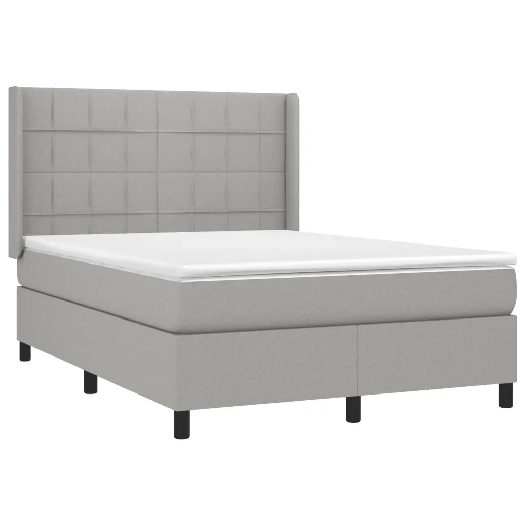 Letto a Molle Materasso e LED Grigio Chiaro 140x190 cm Tessuto 3138309