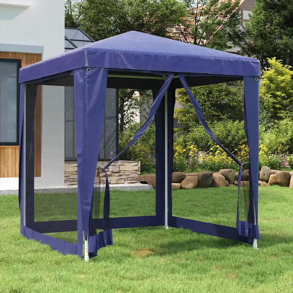 Tenda per Feste con 4 Pareti Laterali in Rete-Tenda Gazebo Blu 2x2 m HDPE