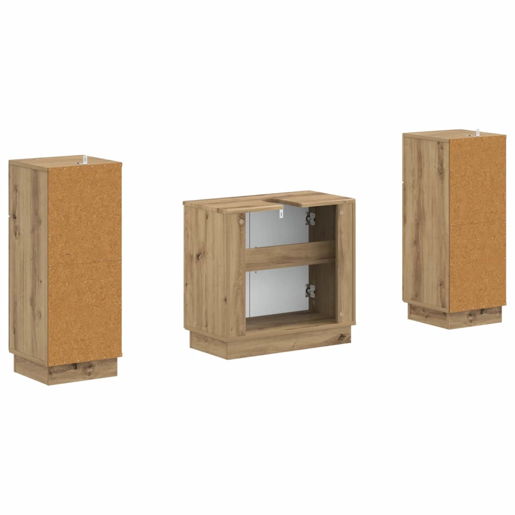 Set di Armadi da Bagno da 2 Pezzi HOORN Rovere Artigianale 3418043