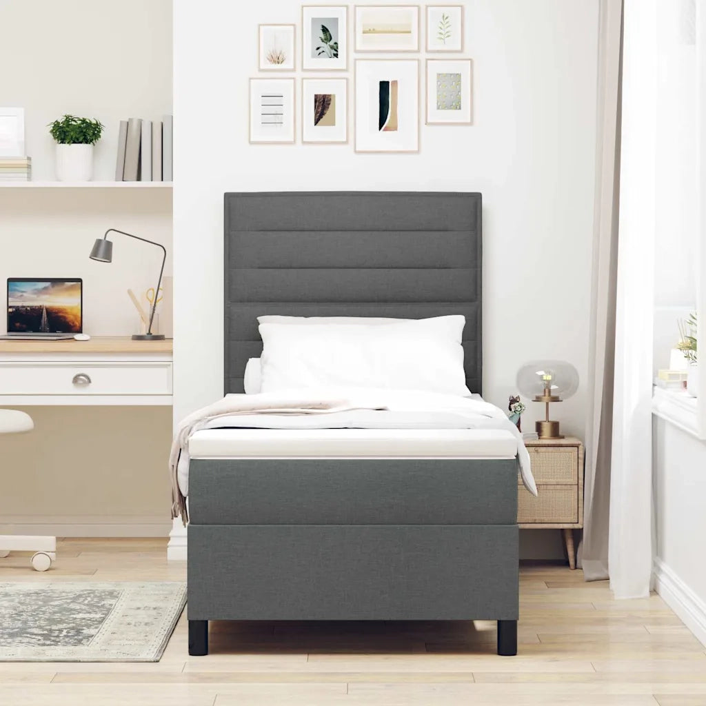 Letto a molle con materasso Grigio scuro 100 x 200 cm Tessuto
