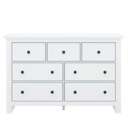 Credenza con 7 cassetti; guide scorrevoli e antiribaltamento per ingresso; cucina e soggiorno; bianco; 152×40×89 cm