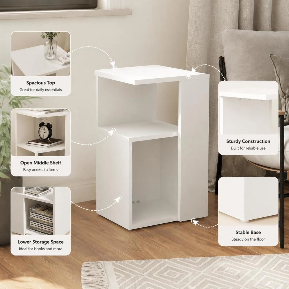 Side Table White 36x30x56 Cm Wood Composite