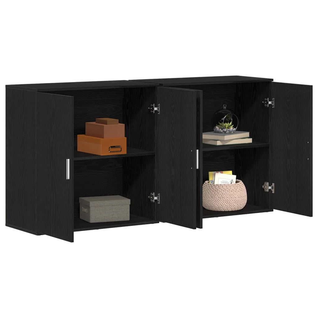 Credenza 2 pcs Rovere Nero 79 x 38 x 80 cm Legno multistrato 3334310