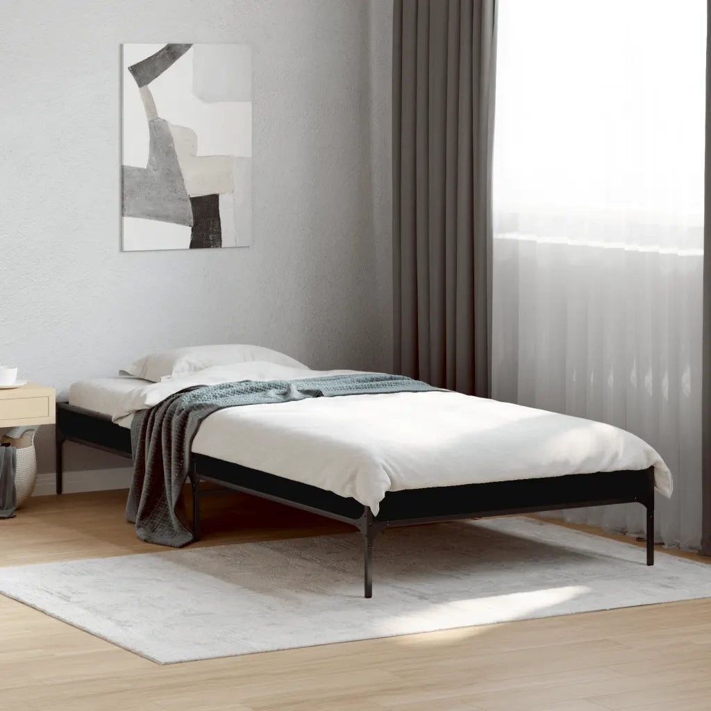 Giroletto-Struttura Letto Nero 100x200 cm in Legno Multistrato e Metallo 598653