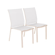 Set 2 sedie da giardino impilabili in alluminio e textilene, beige