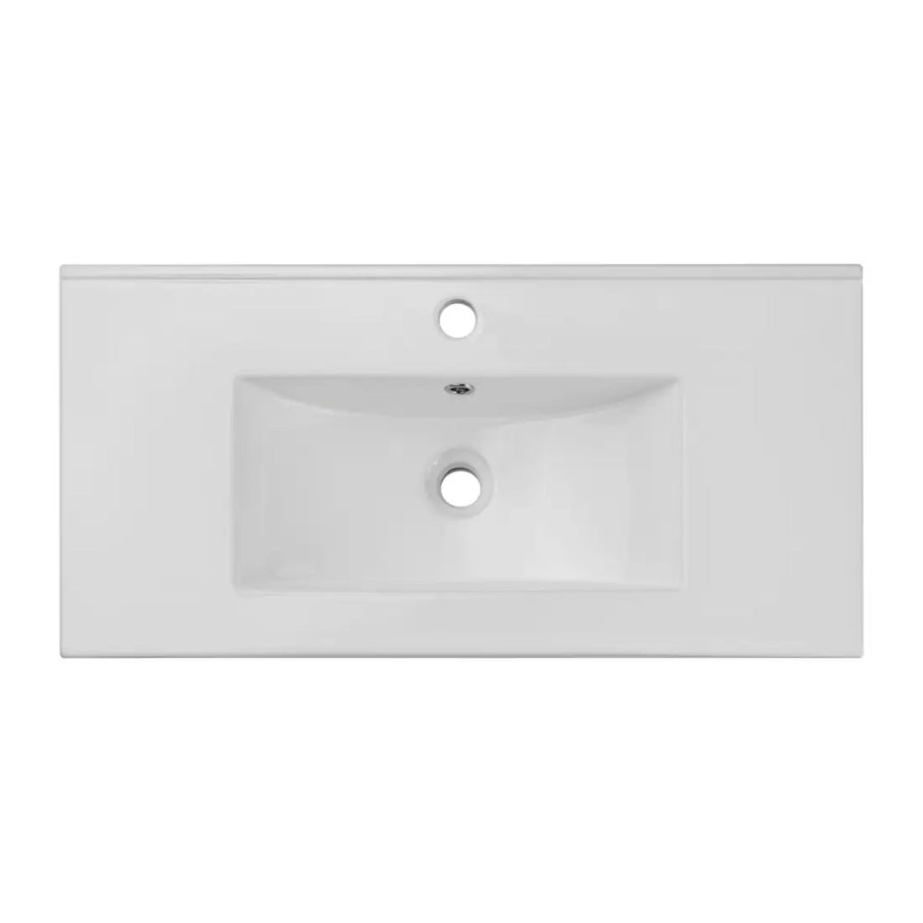 Lavabo da incasso FLOW 80 cm ceramica bianco lucido design rettangolare