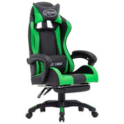 Sedia girevole da ufficio/studio per uso computer videogiochi con poggiapiedi e similpelle verde 02_0024221
