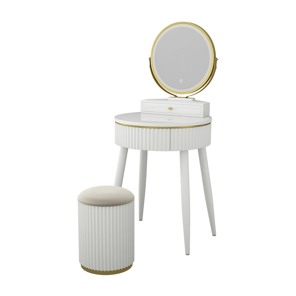 Vicco Tavolo da toilette Bianco 60 cm con specchio a LED in 3 tonalità di bianco, dimmerabile