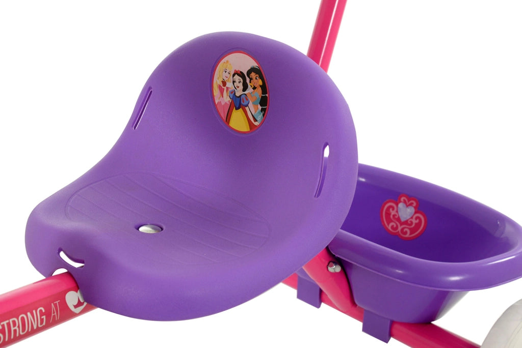 Triciclo a Pedali Primi Passi per Bambini con Maniglione Genitoriale Rimovibile e Vano Contenitore Disney Princess Lilla