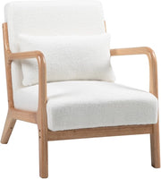 Fauteuil per soggiorno - Sedile profondo - Bracciali - Poggiatesta in velluto crema