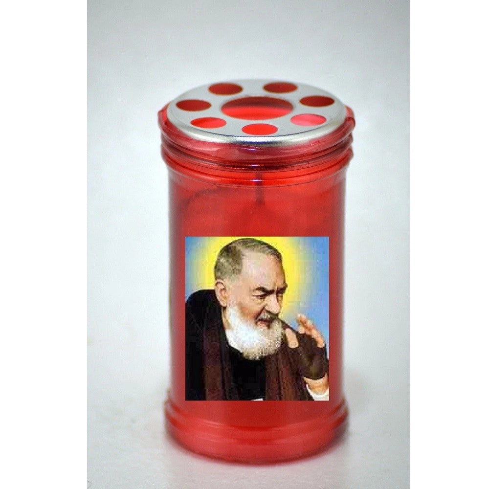 Trade Shop - 2 X Lumino Votivo Di Padre Pio San Pio Candela Di Cera Votiva Antivento -