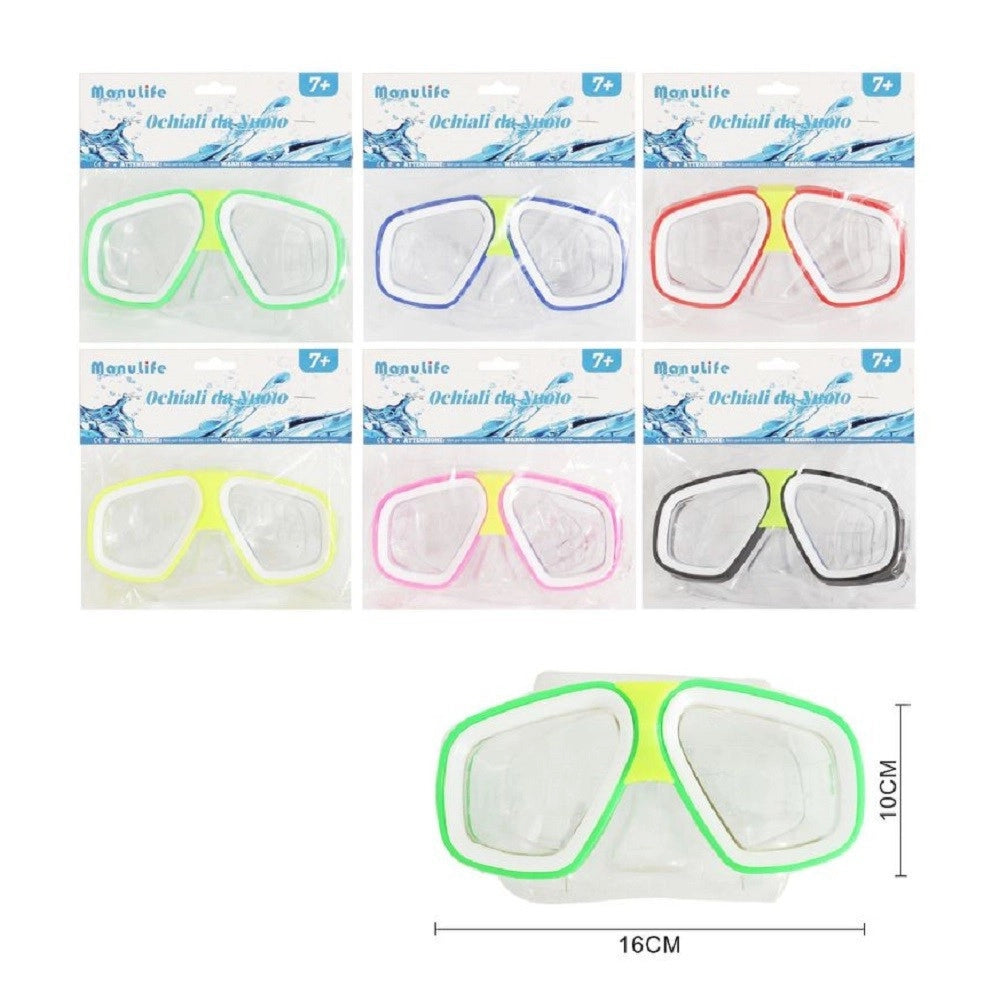Trade Shop - Maschera Nuoto Piscina Mare Estate Sport Immersioni 16x10 Cm Vari Colori 605413 -