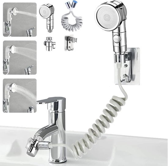 Wastafello con doccia a mano - set di doccia a mano con tubo e supporto - 1 pezzo
