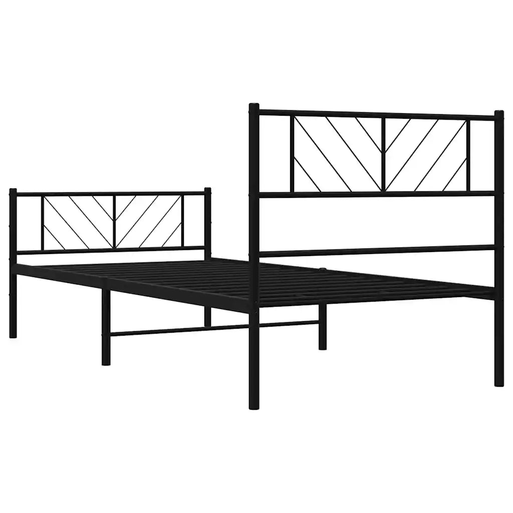 Giroletto con Testiera e Pediera-Struttura Letto Metallo Nero 100x190 cm 313006