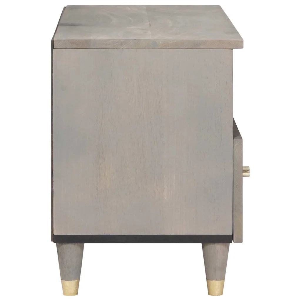 Mobile TV Grigio 70 x 33 x 46 cm Legno di mango massello 4018773