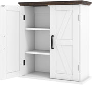 Armadietto pensile da parete con 2 ripiani regolabili e 2 ante, in stile rustico, salvaspazio per bagno, cucina e soggiorno, 53,5 x 22,5 x 60 cm
