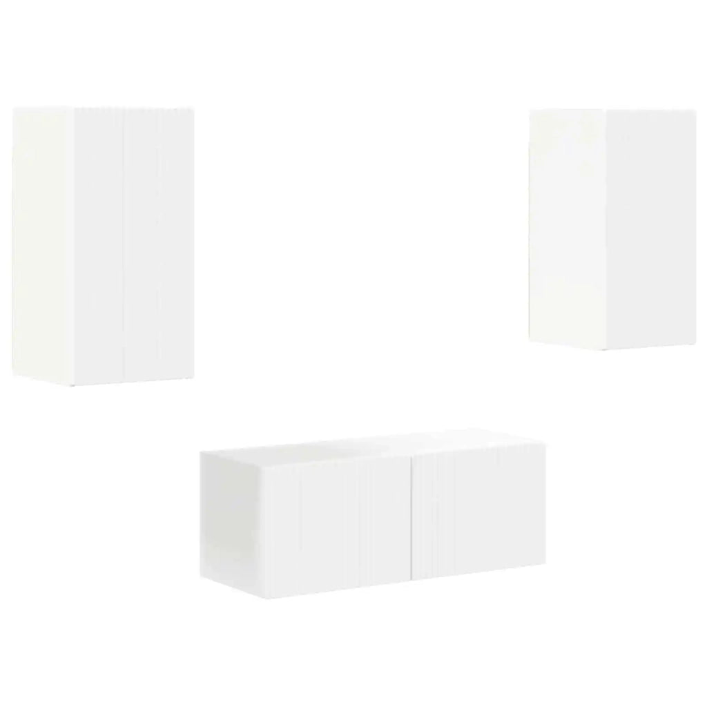 Set mobile TV Montaggio a parete 6 pcs Bianco Legno multistrato 3409060