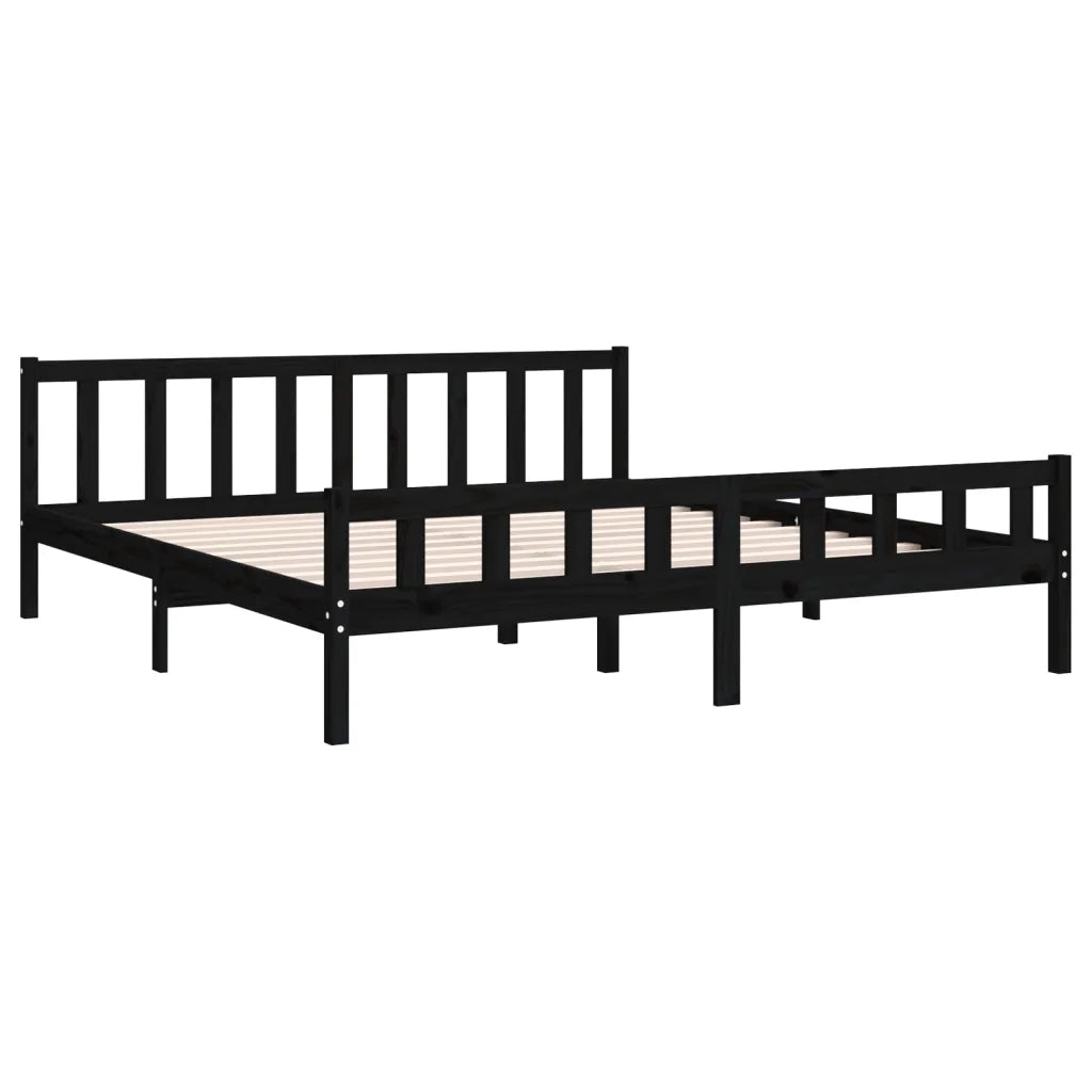 Giroletto Nero in Legno Massello 160x200 cm 810693