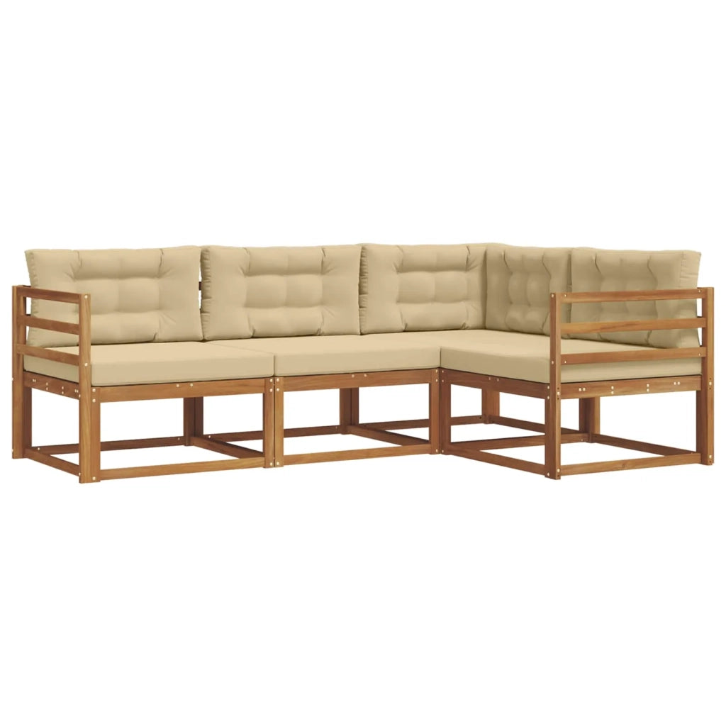 Set di divani da esterno con cuscino 4 pcs Naturale e Beige 3367496