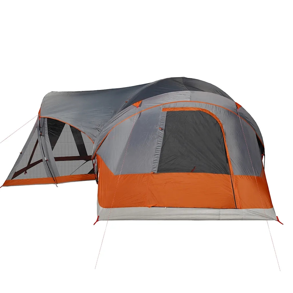 Tenda Familiare Tipi 8 Persone-Tenda da campeggio Grigia e Arancione Impermeabile 198715