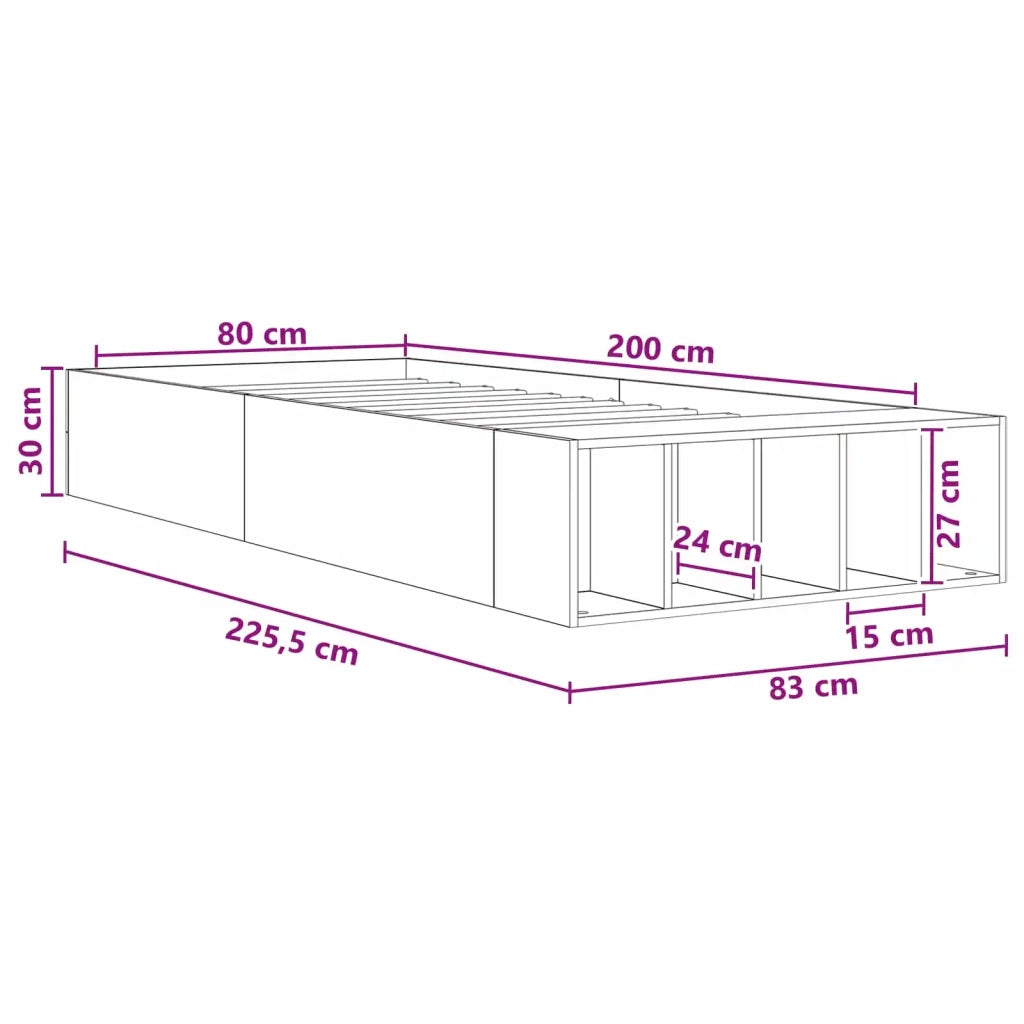 Telaio del letto con storage Legno antico 80 x 200 cm 3429560