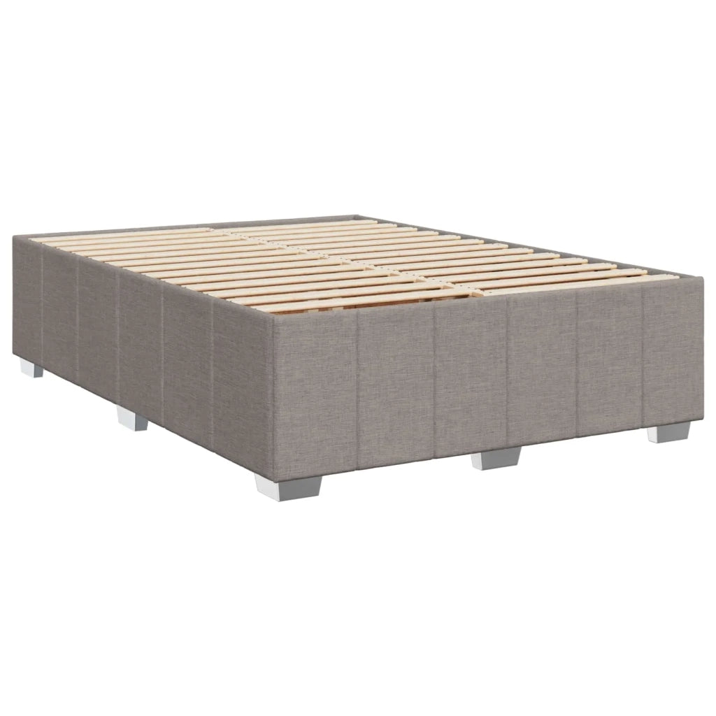 Letto Box Spring LED con Materasso Tortora 140 x 190 cm Tessuto 3455609
